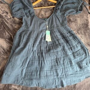 SHORE Brand Elegant Blue Mini Dress